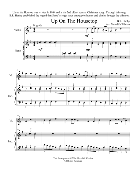 Christmas Duets for Violin & Piano:  Up On The Housetop (arr. Meredith Whelan)
