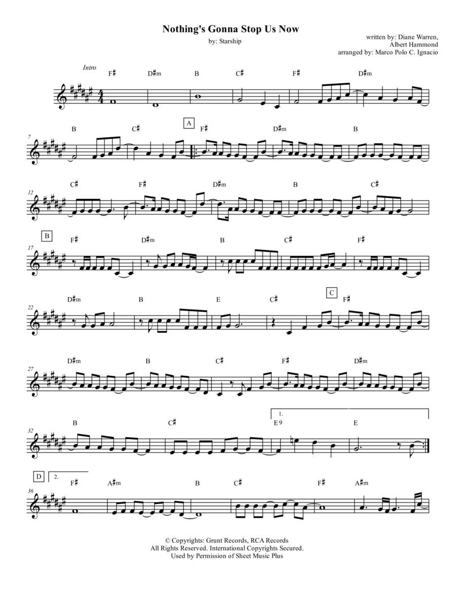 Nothing's Gonna Stop Us Now (arr. Marco Polo C. Ignacio)