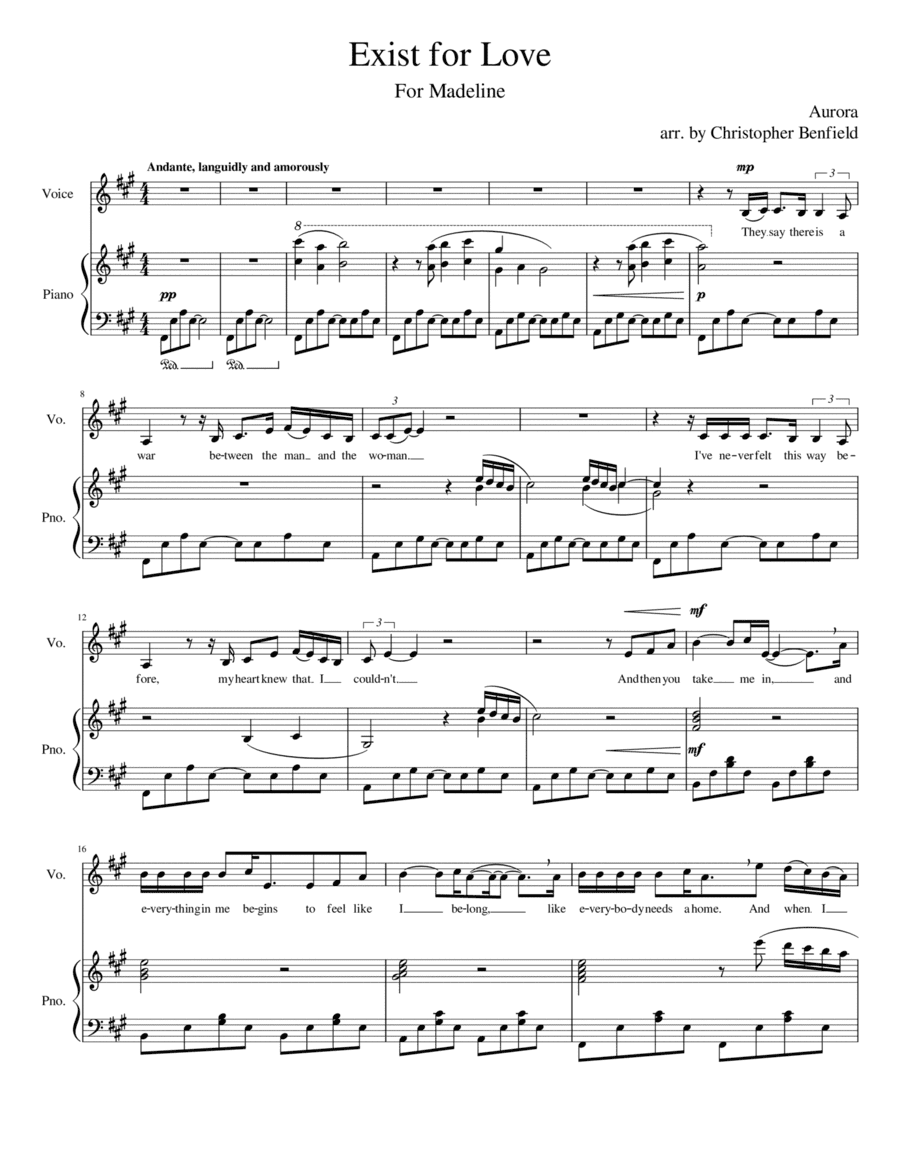 Exist For Love (arr. Christopher Benfield)