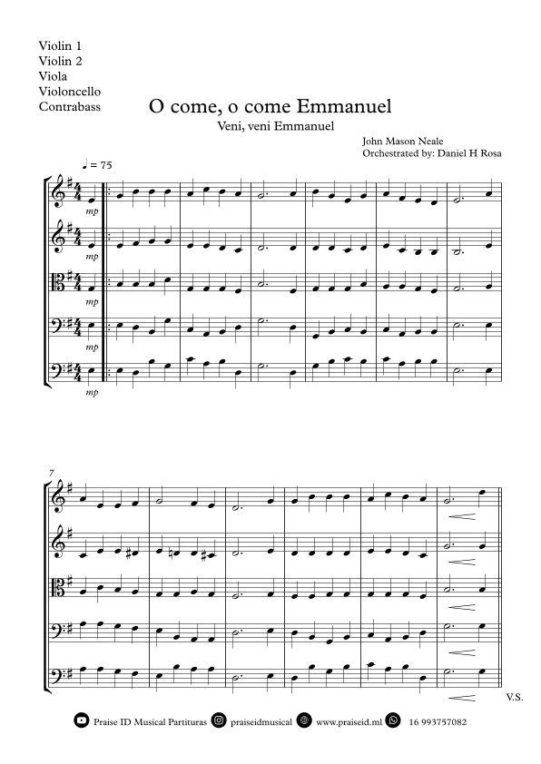 O come, o come Emmanuel - Veni, veni Emmanuel - Christmas Carol - String Quartet (arr. Daniel H Rosa)