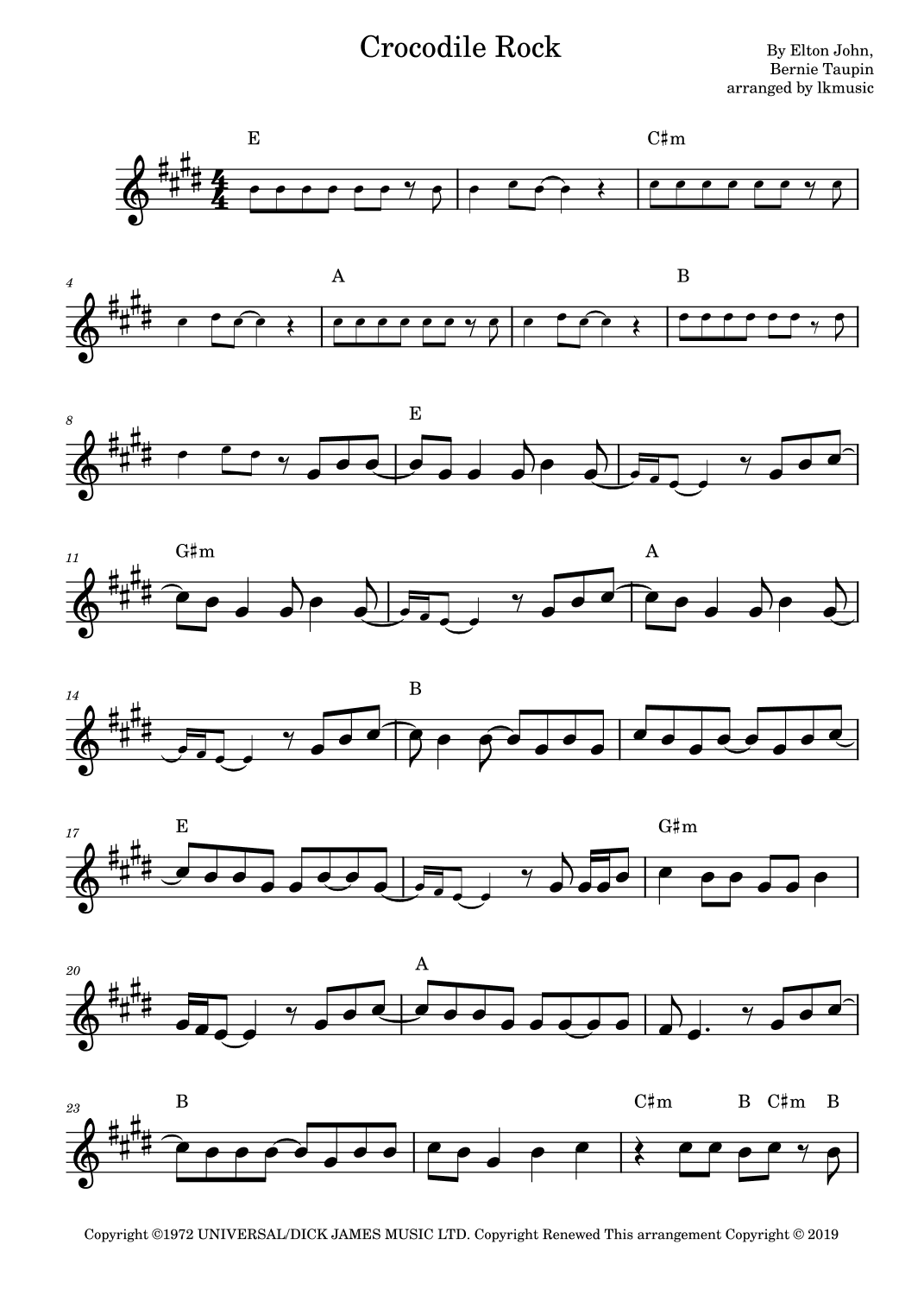 Crocodile Rock (arr. Lkmusic)