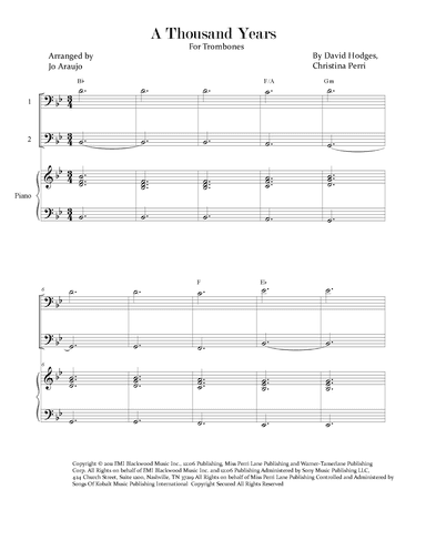 A Thousand Years (arr. Jo Araujo)
