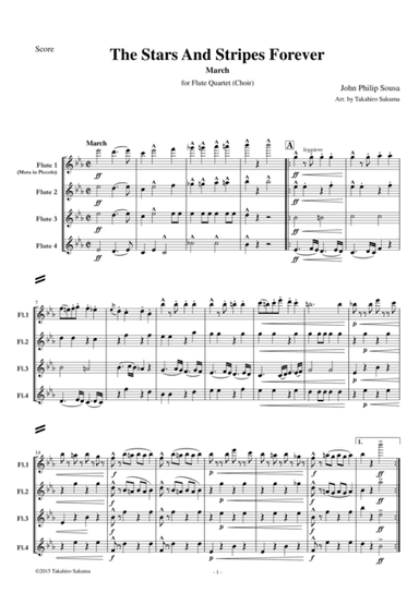 The Stars And Stripes Forever for Flute Quartet (Choir) (arr. Takahiro Sakuma)