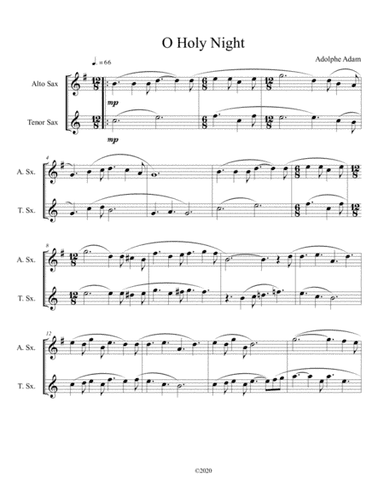 O Holy Night alto and tenor sax duet (arr. B C Dockery)