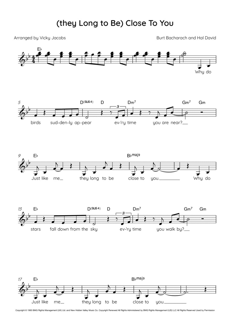 (they Long To Be) Close To You (arr. Vicky Jacobs)