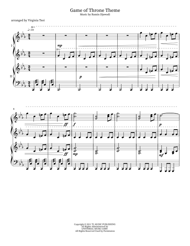 Game Of Thrones (arr. Virginia Tsoi)