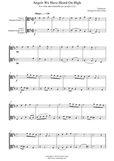 Angels We Have Heard On High (for trombone duet, suitable for grades 2-6) (arr. Edwin Sung)