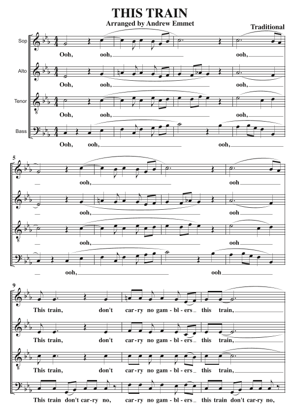 This Train A Cappella SATB (arr. Andrew Emmet)