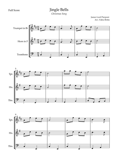 Jingle Bells (Christmas Song) for Brass Trio (arr. Fabio Britto)