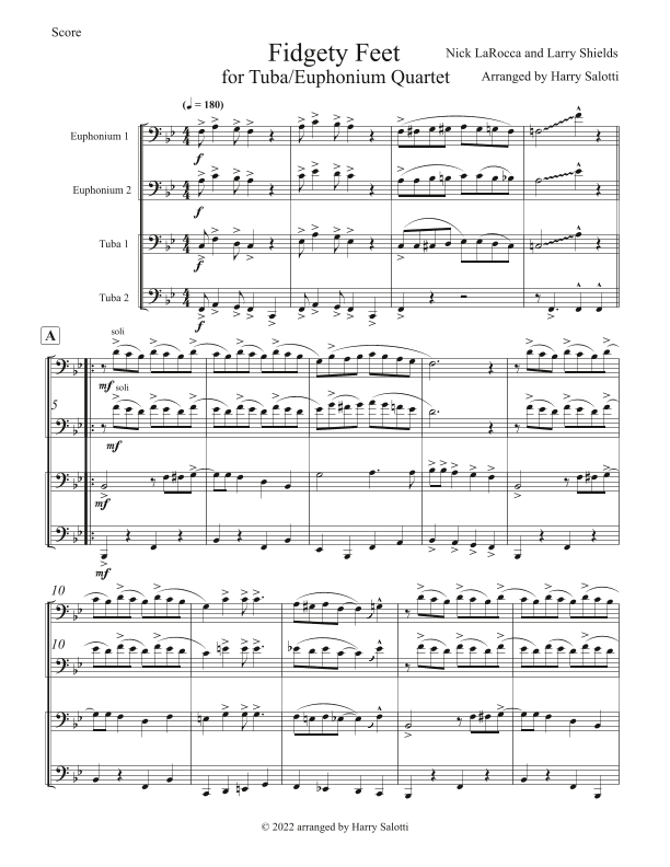 Fidgety Feet for Tuba/Euphonium Quartet (arr. Harry Salotti)