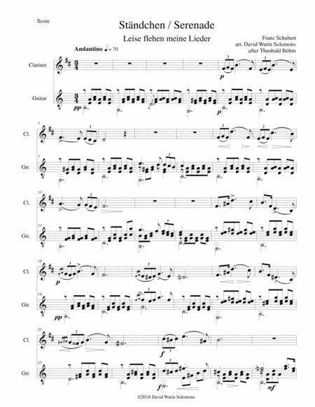 Ständchen (Serenade) (after Theobald Böhm) for clarinet and guitar (arr. Theobald Böhm, David Warin Solomons)