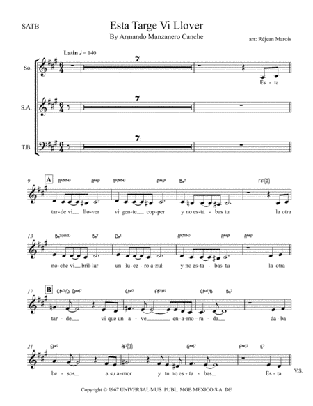 Esta Tarde Vi Llover (arr. Réjean Marois)