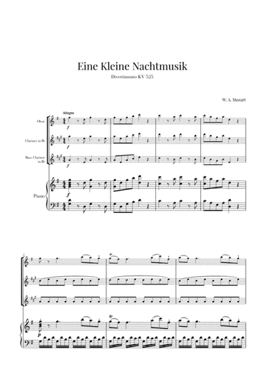 Eine Kleine Nachtmusik for Oboe, Clarinet, Bass Clarinet and Piano (arr. Cadenza Editions)