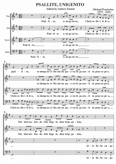 Psallite Unigenito A Cappella SATB (arr. Edited by Andrew Emmet)