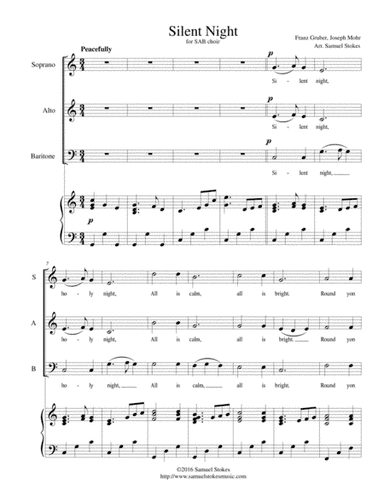 Silent Night - for SAB choir with piano accompaniment (arr. Samuel Stokes)