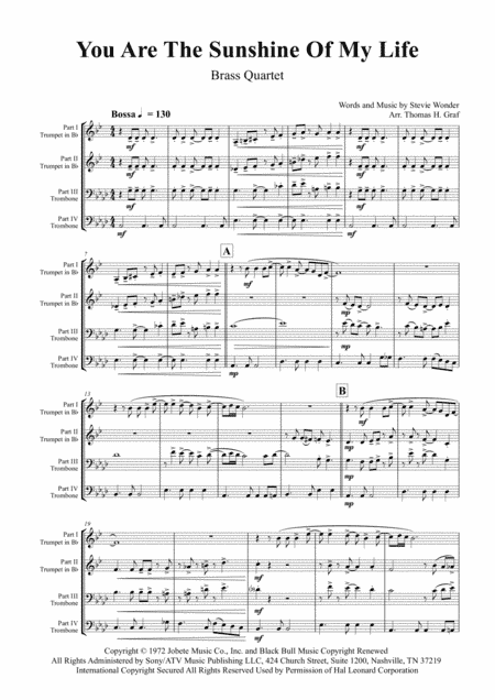You Are The Sunshine Of My Life (arr. Thomas H. Graf)