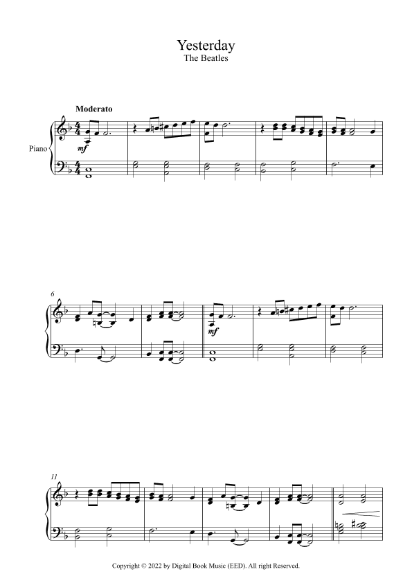 Yesterday (arr. Digital Book Music)