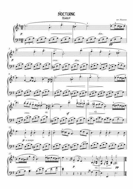 Nocturne by Wolff for piano solo (arr. PianoSheetNow)