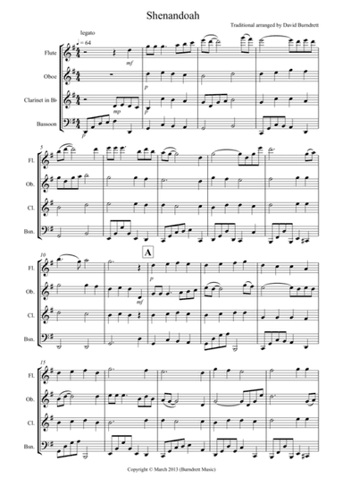 Shenandoah for Wind Quartet (arr. David Burndrett)