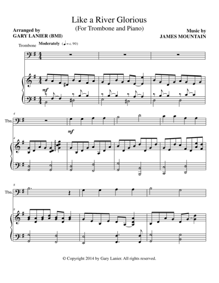 LIKE A RIVER GLORIOUS (Trombone Piano and Trb Part) (arr. Gary Lanier)