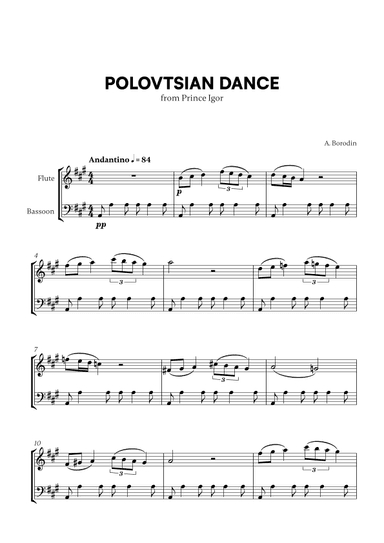 Polovtsian Dance (from Prince Igor) (for Flute and Bassoon) (arr. Cadenza Editions)