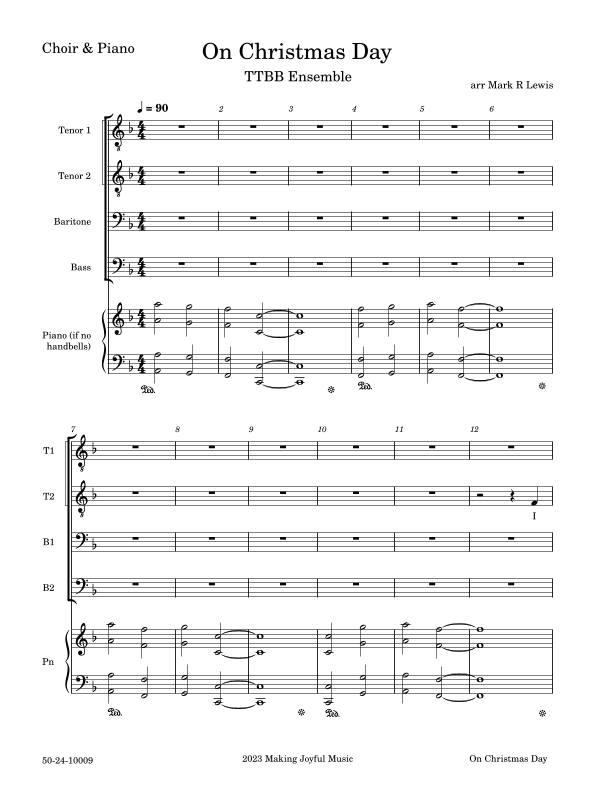 On Christmas Day - TTBB divisi Ensemble