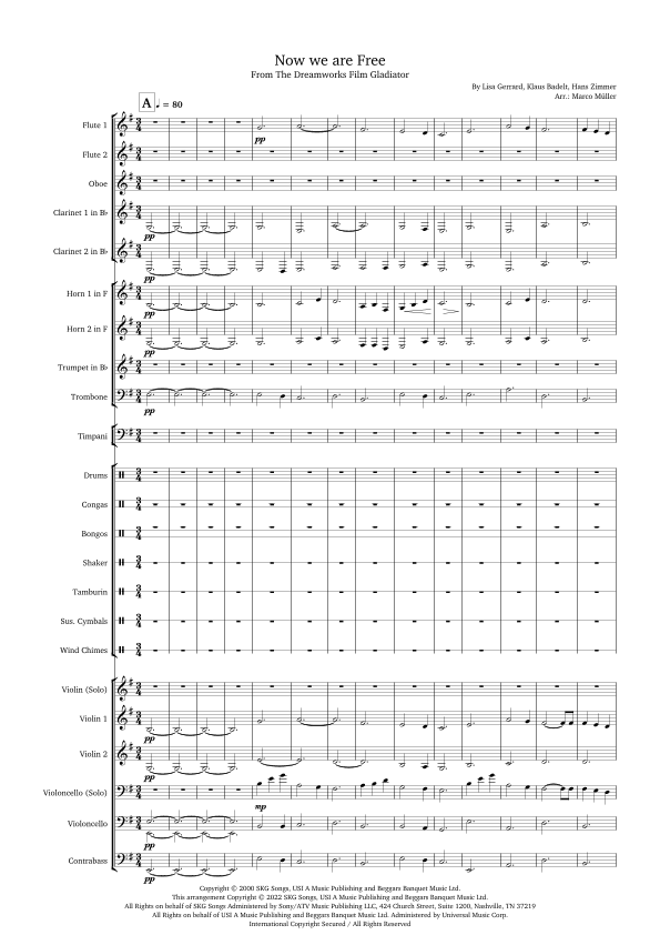 Now We Are Free (arr. Marco Müller)