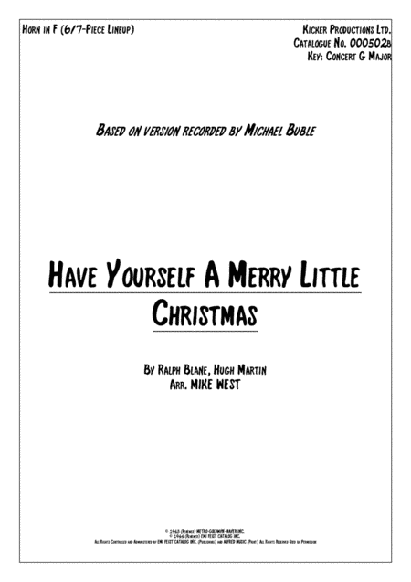 Have Yourself A Merry Little Christmas (arr. Kicker Productions Ltd.)