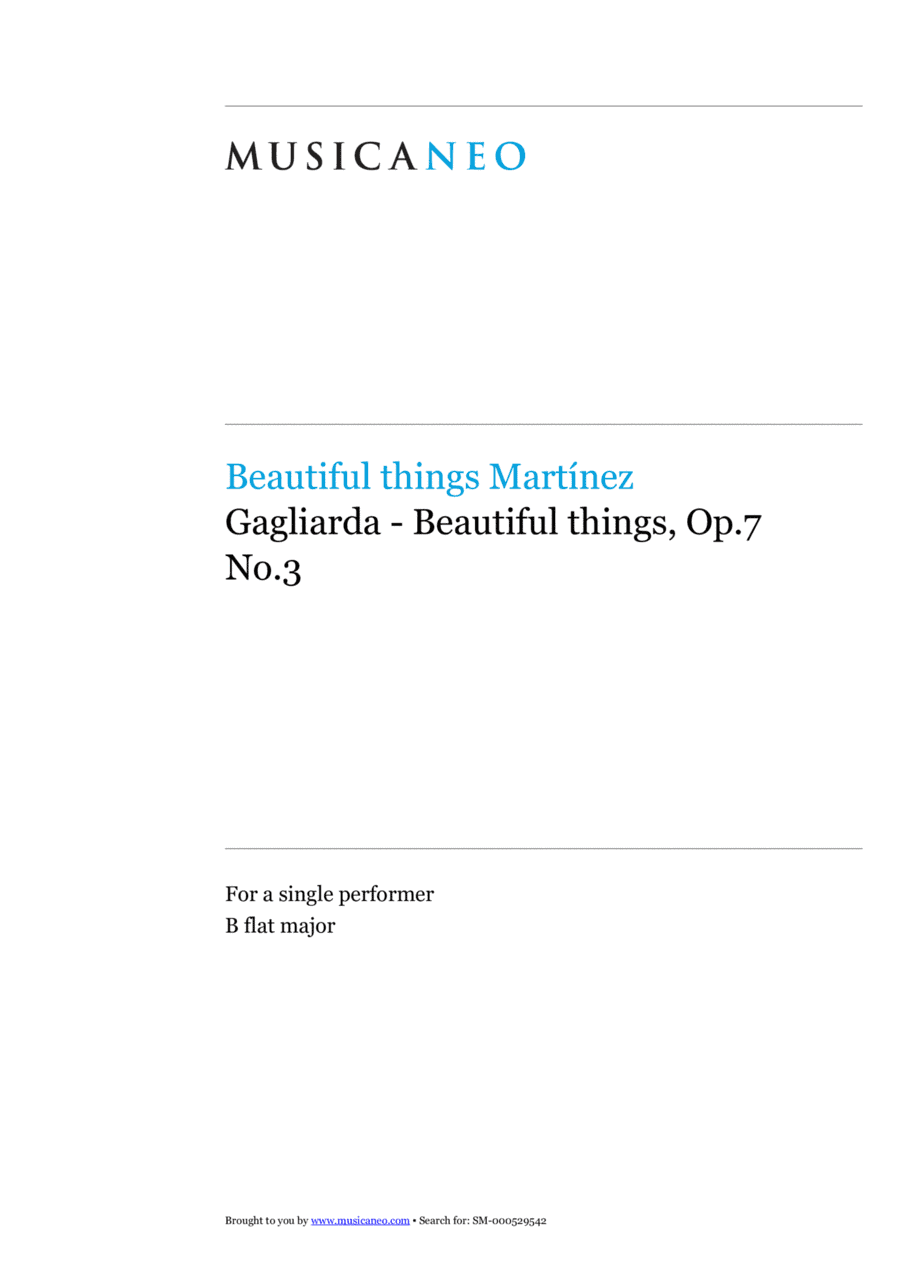 Gagliarda-Beautiful things Op.7 No.3
