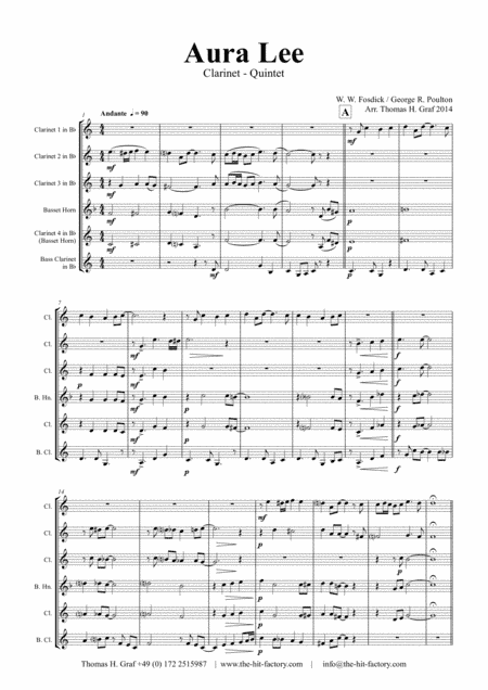 Aura Lee - Love me tender - Elvis - Clarinet Quintet (arr. Thomas H. Graf)