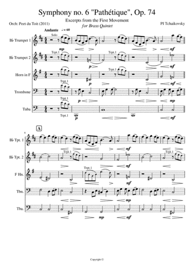Symphony no. 6 Pathétique, Op. 74 (excerpts from movement I) - PI Tchaikovsky (arr. Peet du Toit)
