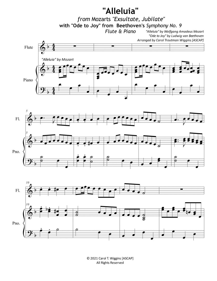 Alleluia with Ode to Joy (Flute & Piano) (arr. Carol Troutman Wiggins)
