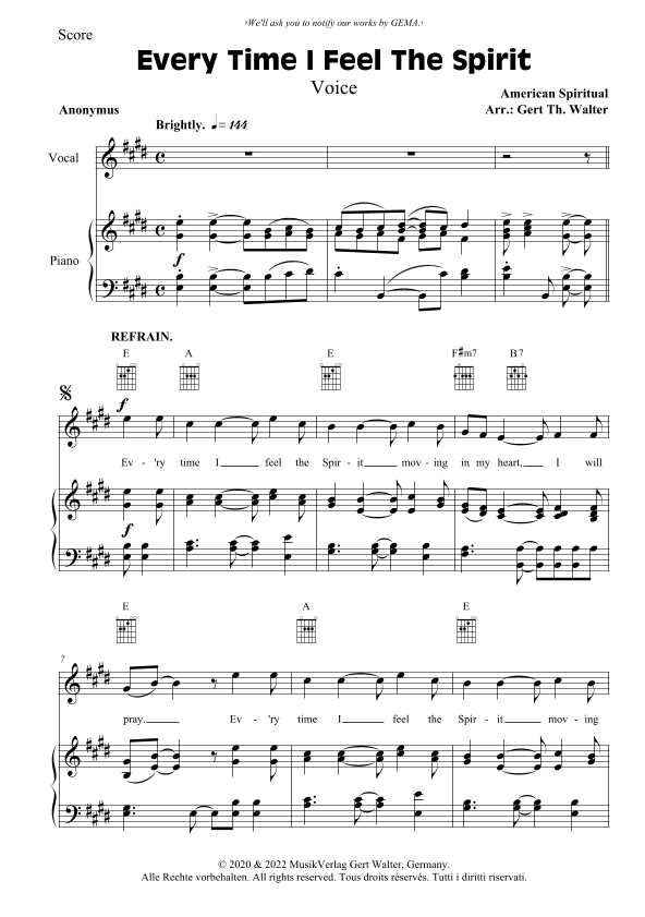 Every Time I Feel The Spirit (arr. Gert Th. Walter)