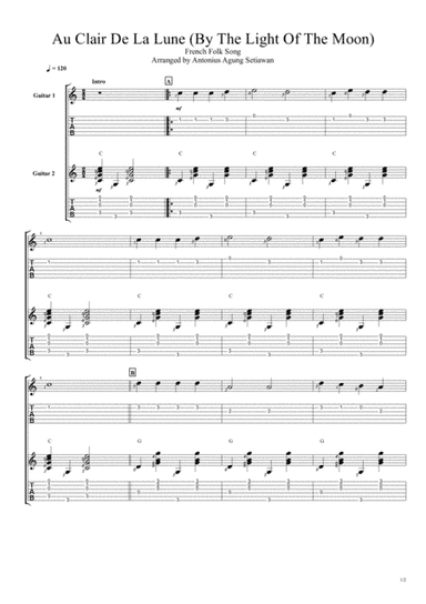 Au Clair De La Lune (Fingerstyle Guitar Duet) (arr. Antonius Agung Setiawan)