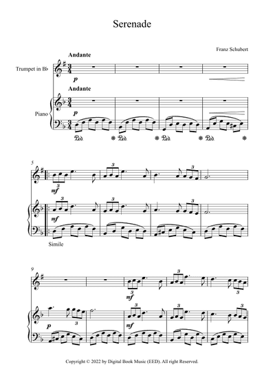 Serenade - Franz Schubert (Trumpet + Piano) (arr. Digital Book Music)