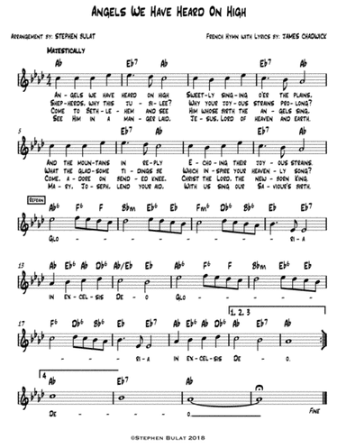 Angels We Have Heard On High - Lead sheet (melody, lyrics & chords) in key of Ab (arr. Stephen Bulat)