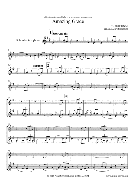 Amazing Grace - Solo Alto Sax (arr. Anne L Christopherson GRSM ARCM)