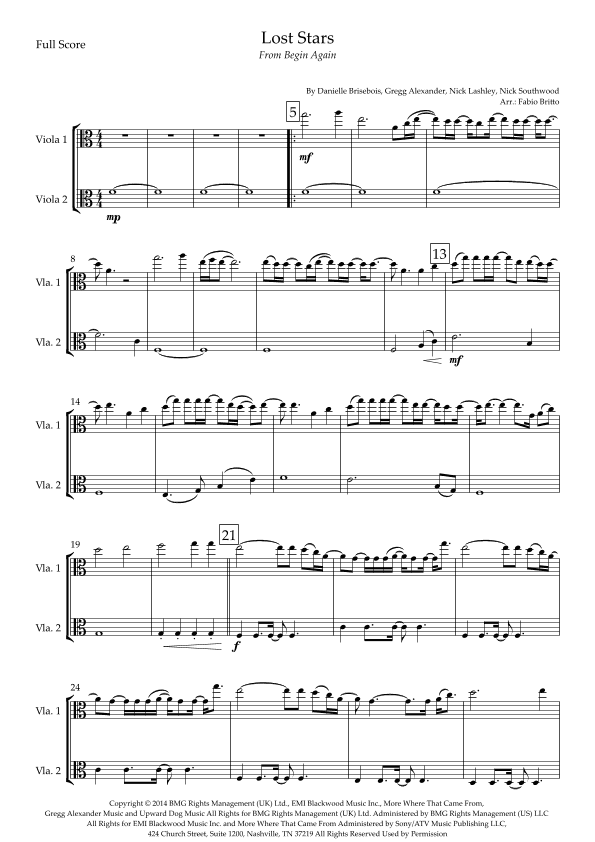 Lost Stars (arr. Fabio Britto)