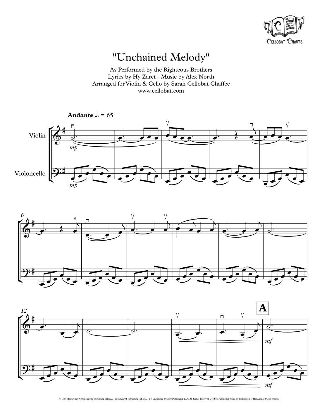 Unchained Melody (arr. Sarah Cellobat Chaffee)
