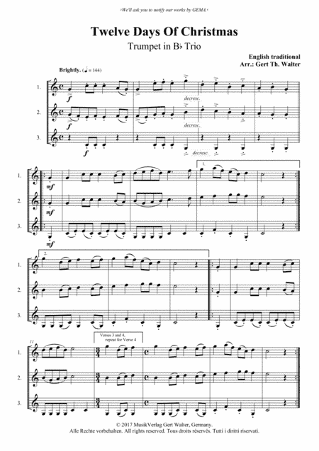 Twelve Days Of Christmas (arr. Gert Th. Walter)