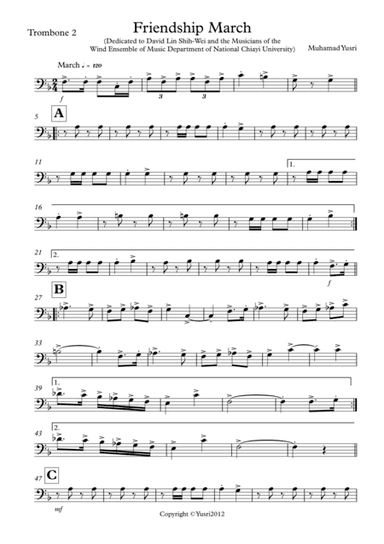 Friendship March (Trombone 2 Part)
