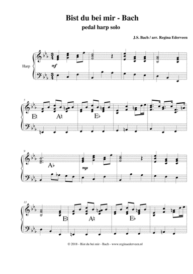 Bist du bei mir - pedal harp solo