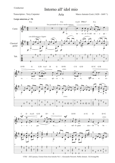 Intorno all'idol mio, Aria  ( extract from Aria Antiche, Vo.l 1) (arr. Terry Carpenter)