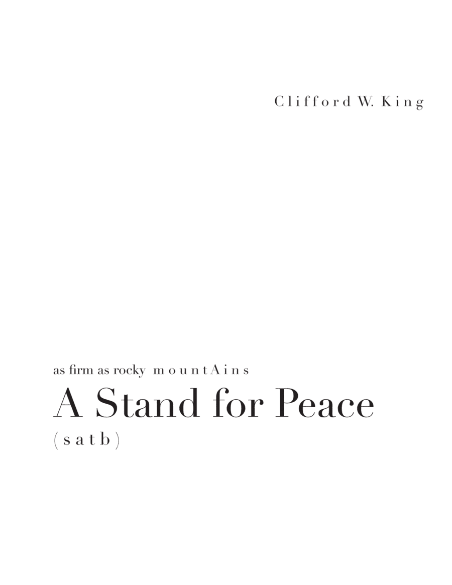 A Stand for Peace ( s a t b )