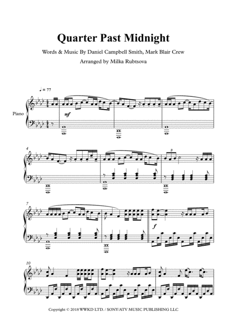 Quarter Past Midnight (arr. Milka Rubtsova)
