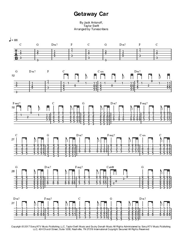 Getaway Car (arr. Tunescribers)