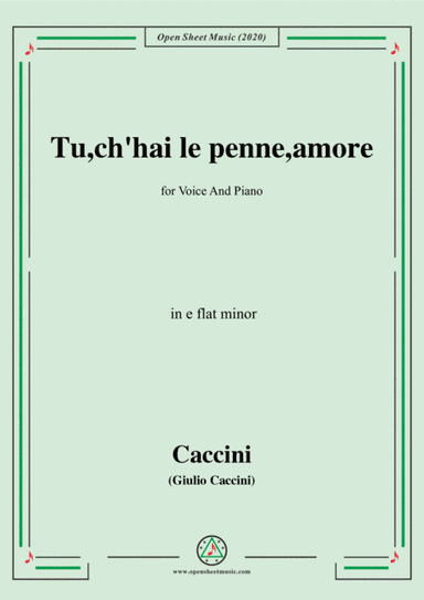 Caccini-Tu,ch'hai le penne,amore,in e flat minor,for Voice and Piano (arr. MSM)