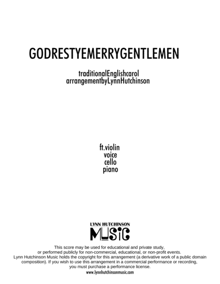 God Rest Ye Merry Gentlemen (a la tango)(VOICE / PIANO TRIO / VIOLIN FEATURE) (arr. Lynn Hutchinson)