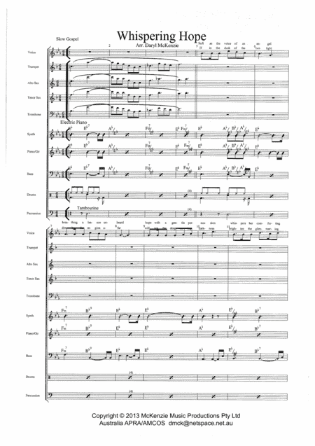Whispering Hope Male Vocal with 10 Piece band Key of Eb (arr. Daryl McKenzie)