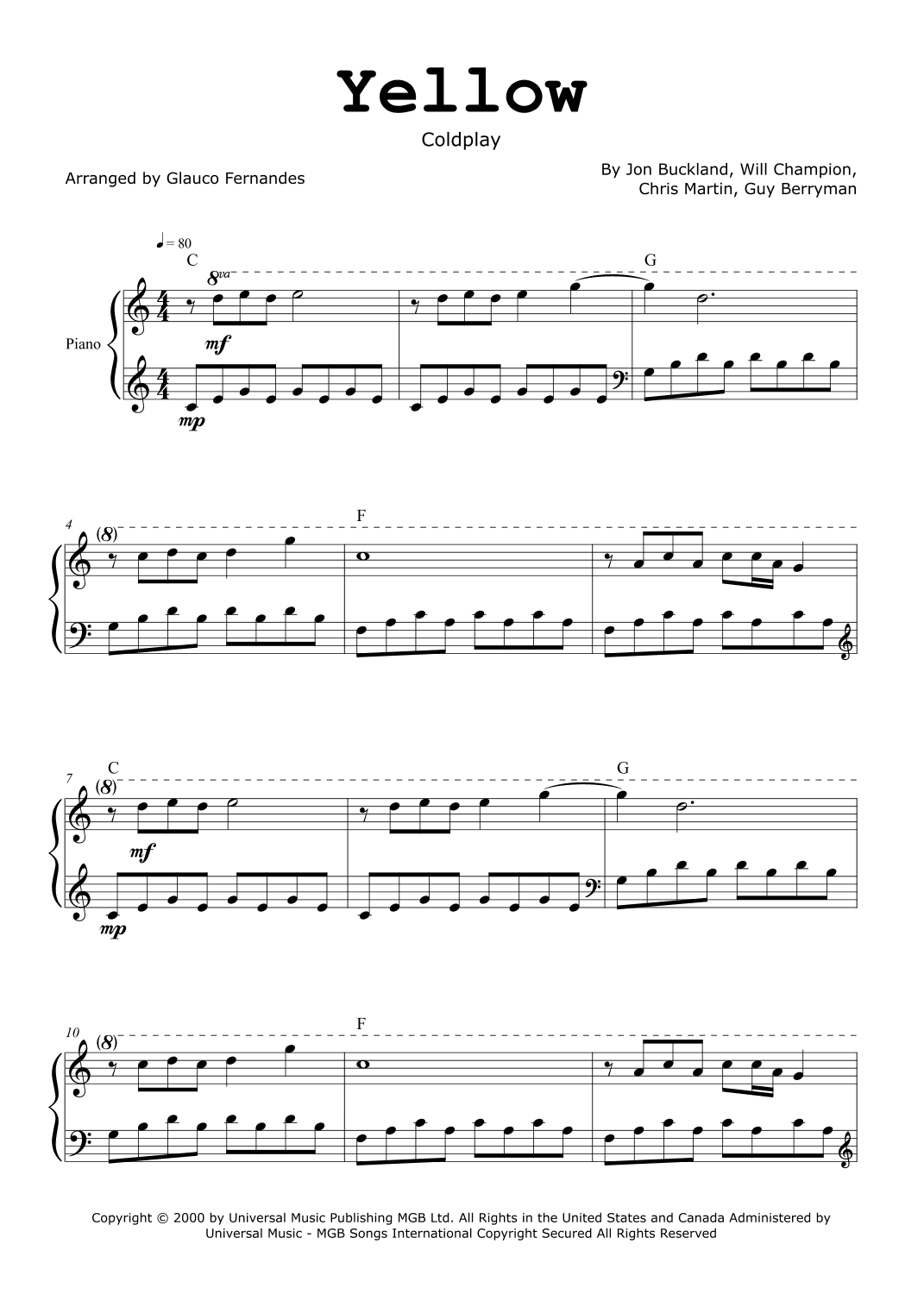 Yellow (arr. Glauco Fernandes)